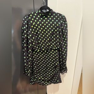 Saloni Rina iridescent polka dot jacquard dress